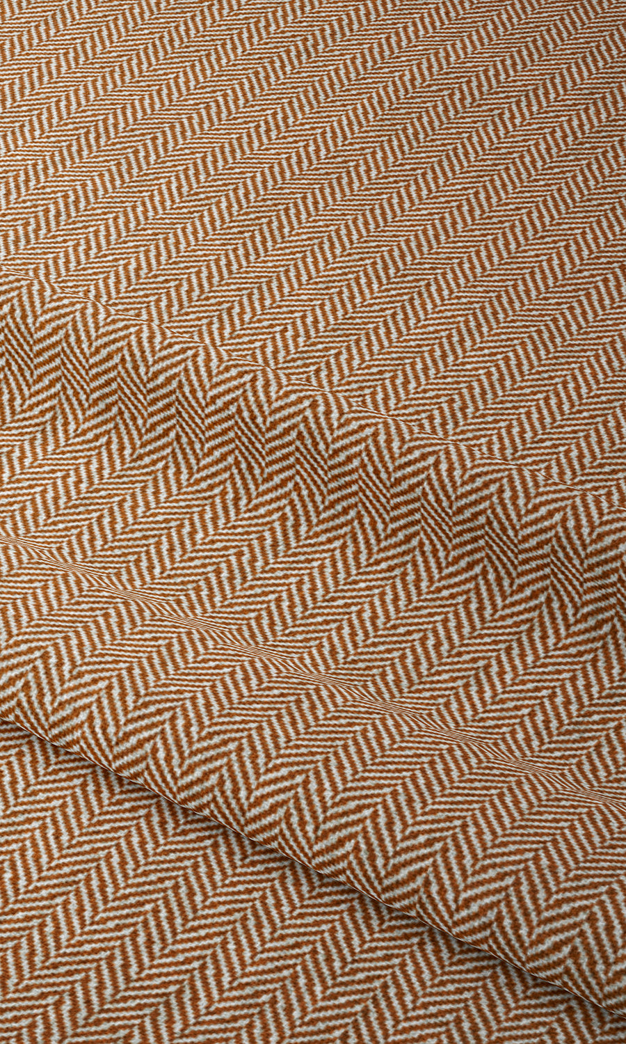 Herringbone Window Treatments Fabric By the Yard (Orange/ White)