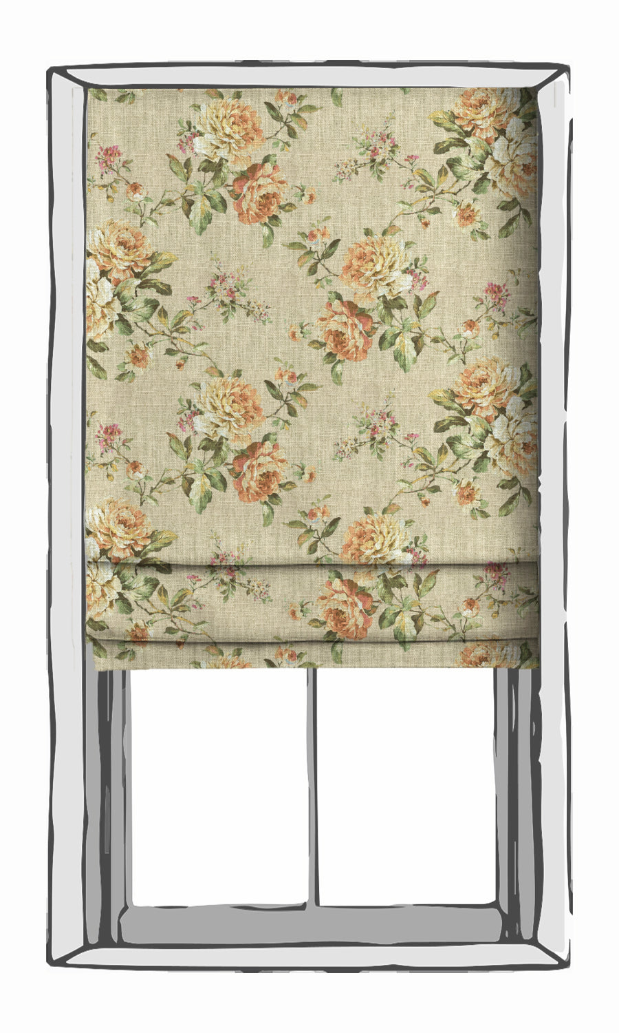 Country Floral Window Treatments Fabric Sample (Yellow/ Orange)