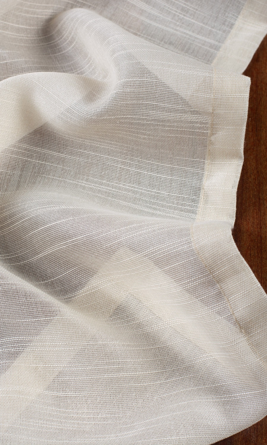 Textured Sheer Fabric By the Yard for Curtains & Drapes (Pale Beige/ Warm Ivory)