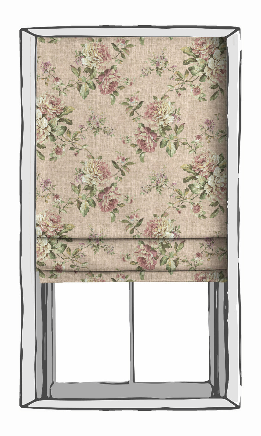Classic Floral Print Window Treatments Fabric By the Yard (Pink)