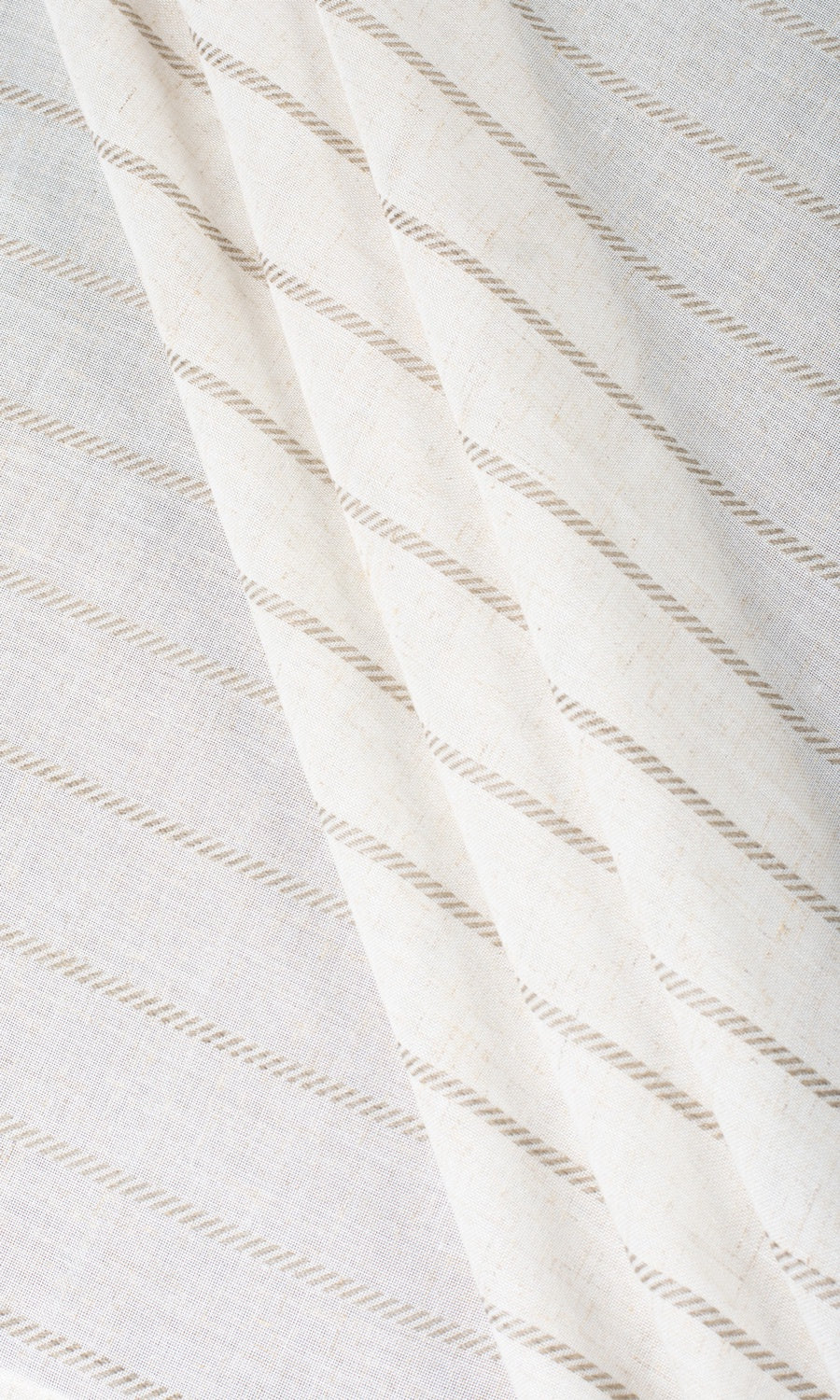 Striped Sheer Free Fabric Material Sample (Cream/ Brown)
