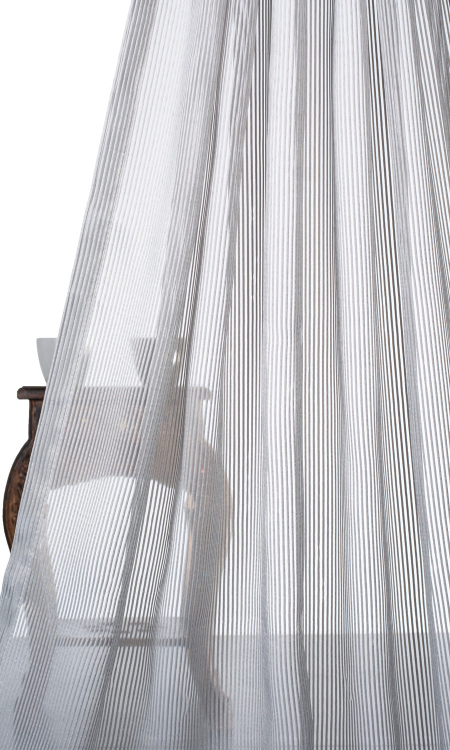 Striped Sheer Fabric Sample for Roman Blinds & Shades (Grey)