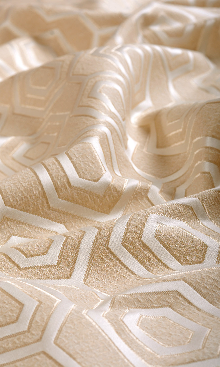 Honeycomb Patterned Fabric Sample for Roman Blinds & Shades (Sand Beige/ White)