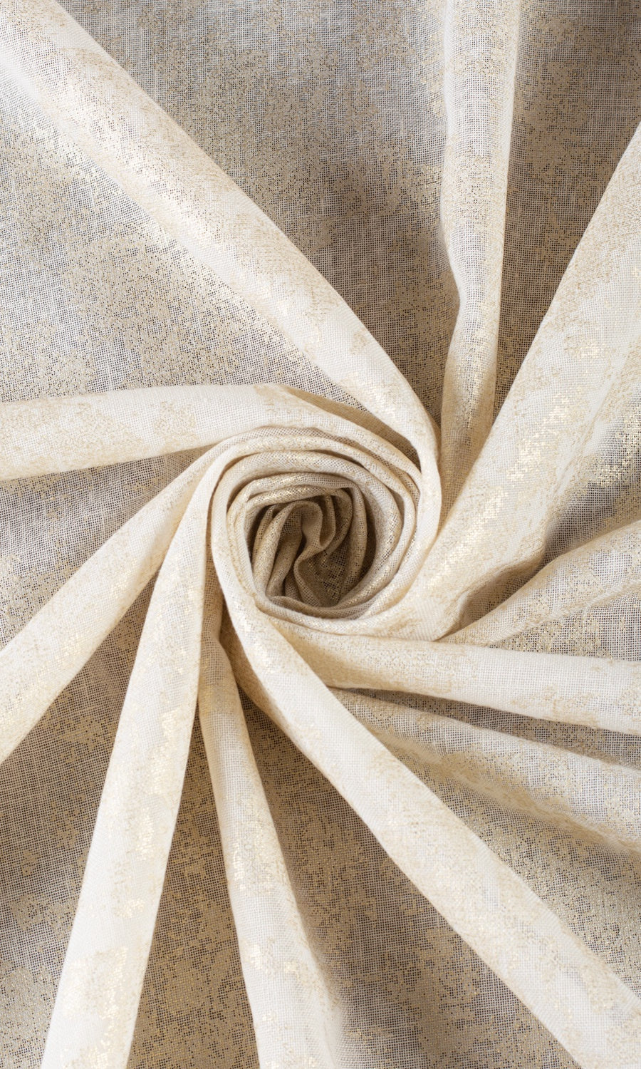 Metallic Print Semi-Sheer Free Fabric Material Sample (Cream/ Gold)