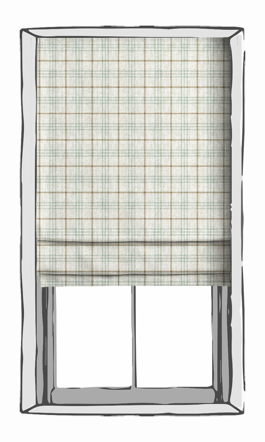 Modern Check Window Treatments Fabric By the Yard (White/ Blue/ Brown)