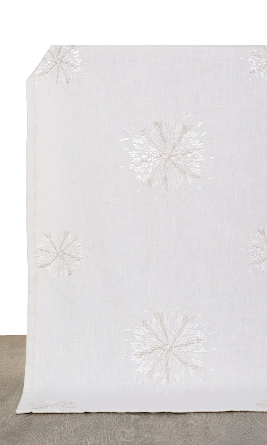 Sunburst Embroidered Home Décor Fabric By the Yard (White/ Pale Gray)