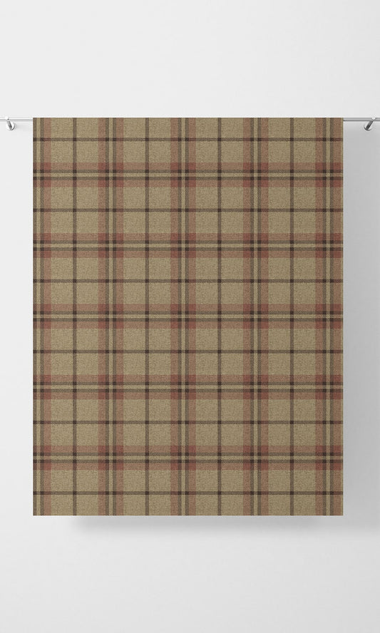 Check Patterned Home Décor Fabric By the Yard (Beige/ Red)