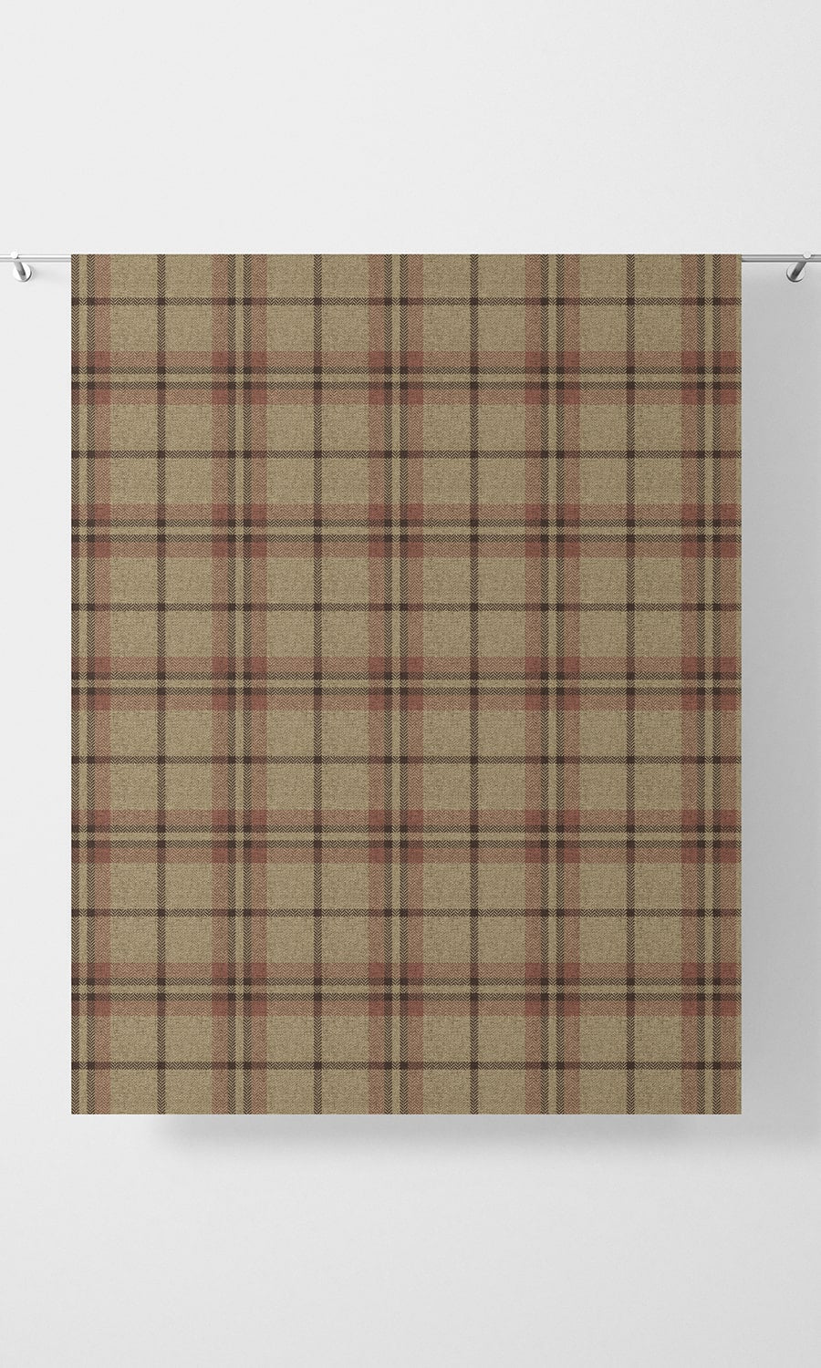 Check Patterned Home Décor Fabric By the Yard (Beige/ Red)