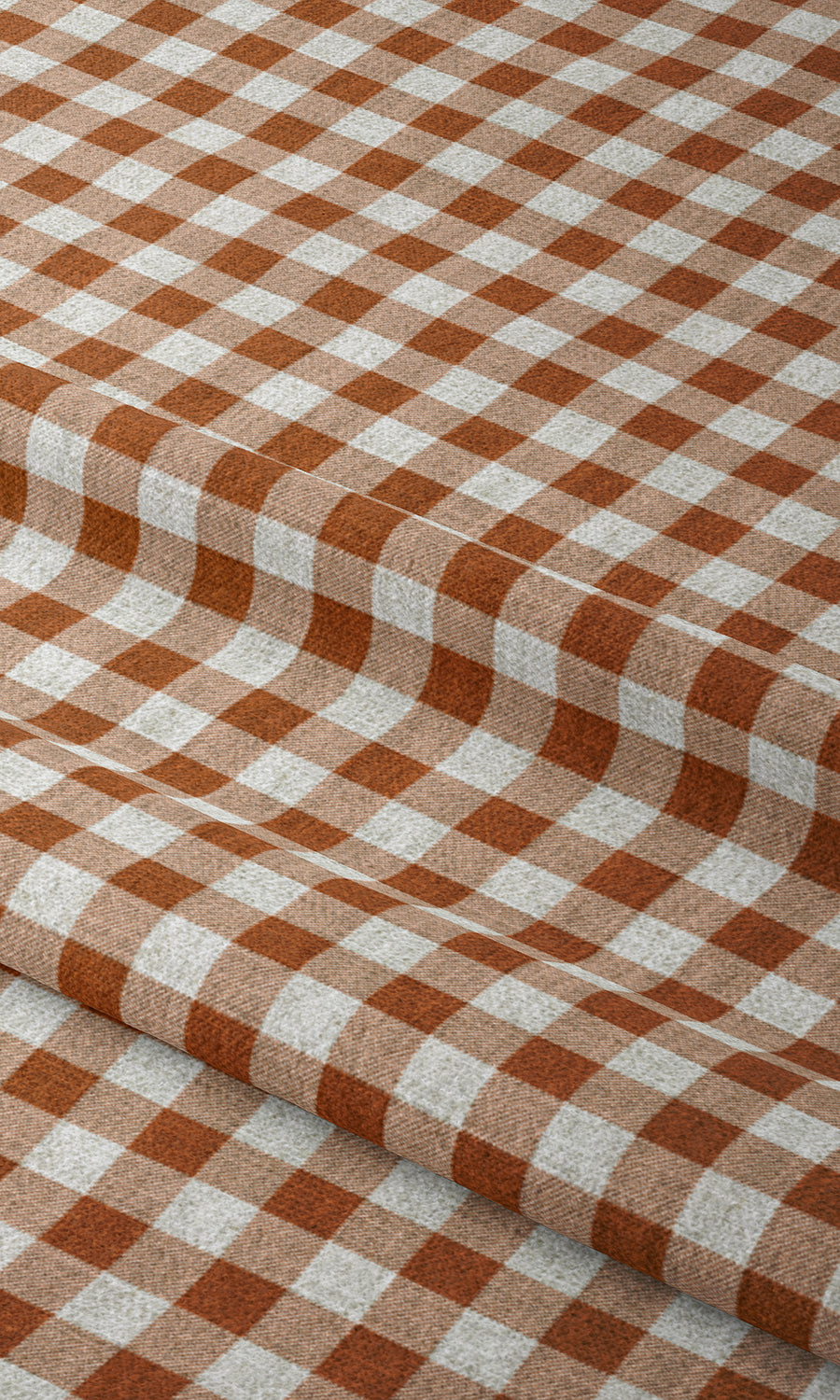 Checked Window Treatments Fabric By the Yard (Burnt Orange/ White)