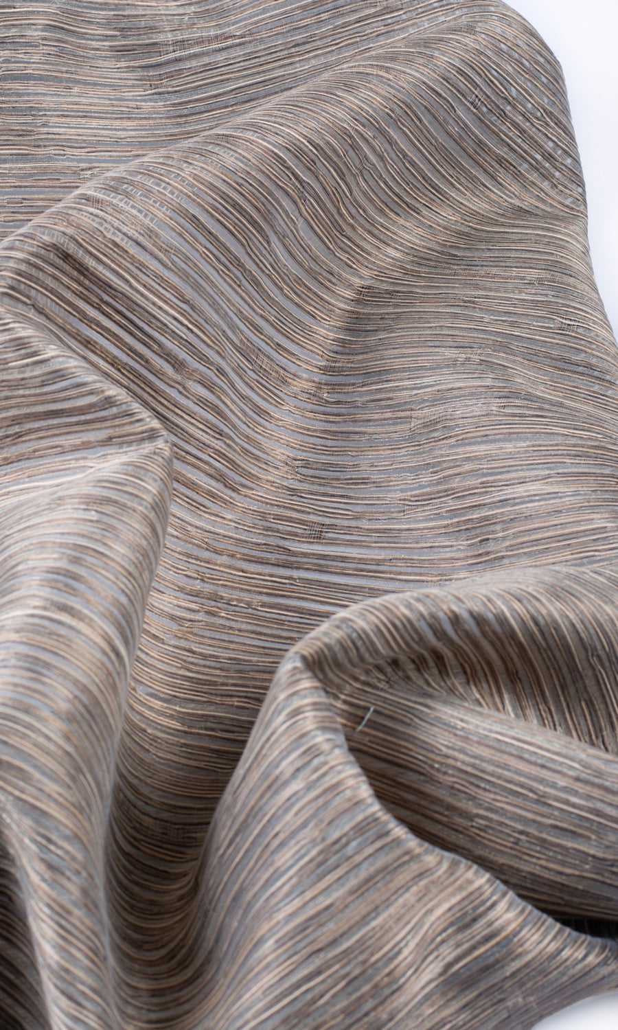 Striped Sheer Fabric Sample for Roman Blinds & Shades (Mocha Brown)
