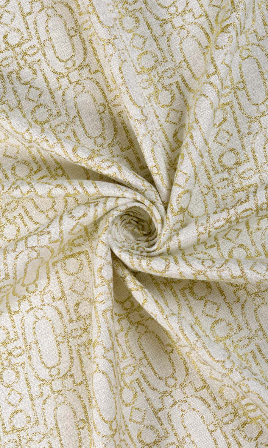 Trellis Poly-Cotton Fabric By the Yard for Curtains & Drapes (Off White/ Green)