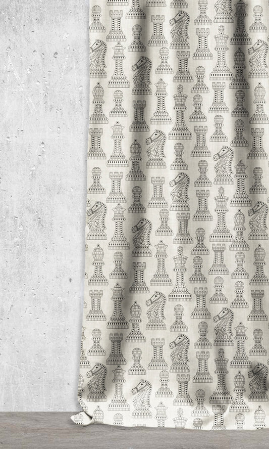 Modern Print Fabric Blinds (Black/ Milky White)