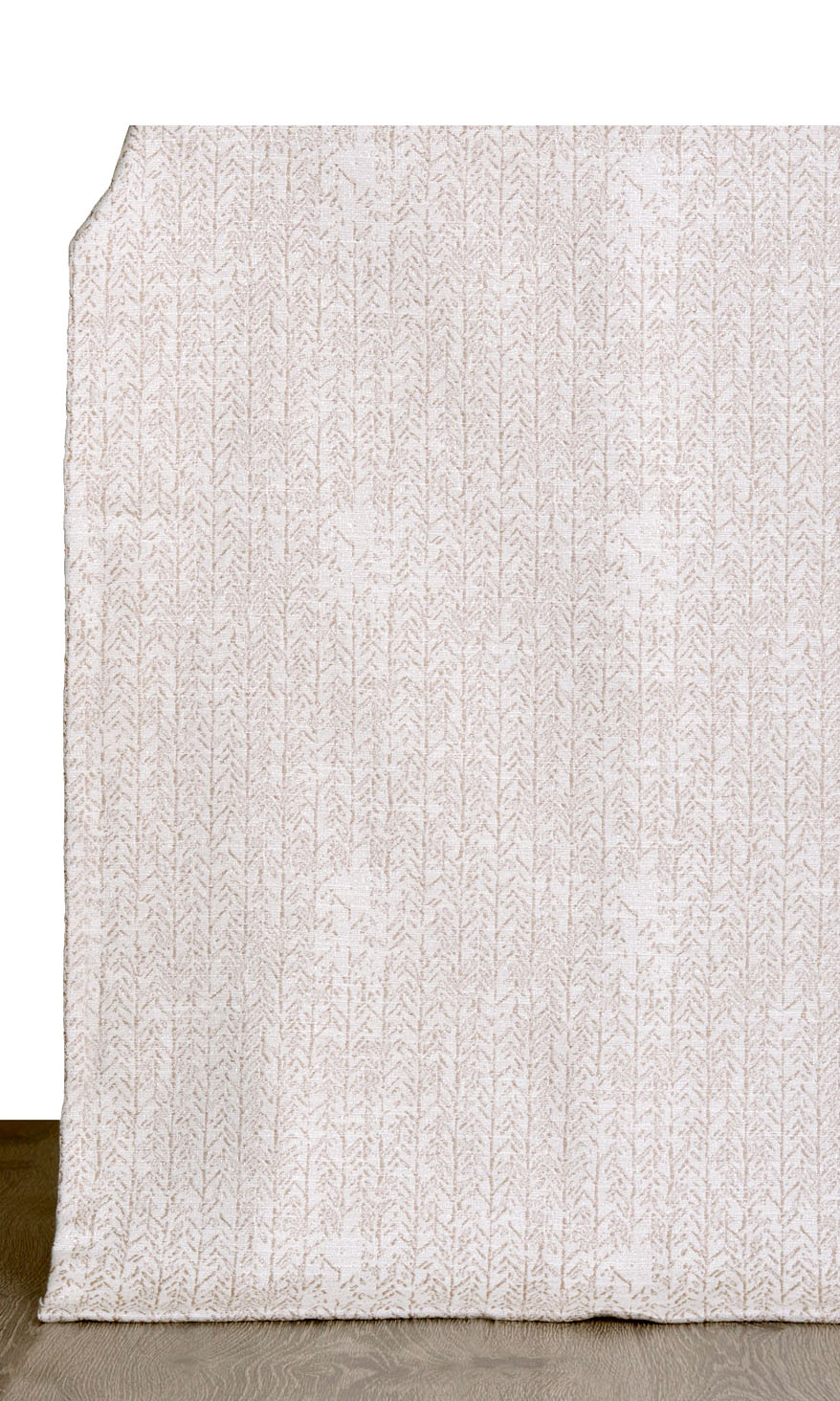 Herringbone Poly-Cotton Window Treatments Fabric By the Yard (Off White/ Brown)