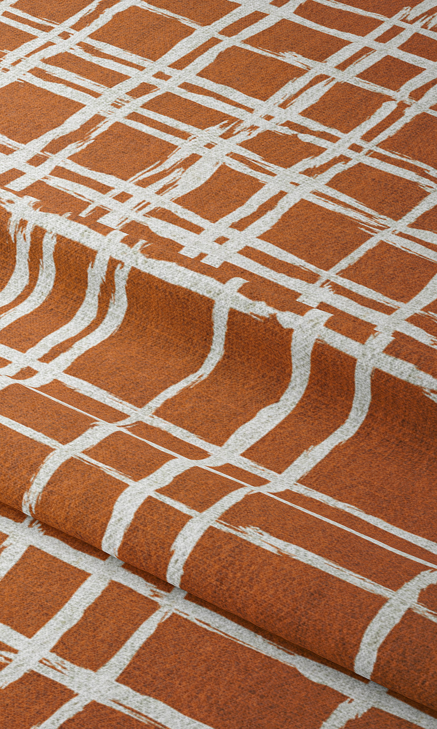 Abstract Patterned Window Treatments Fabric Sample (Orange/ White)