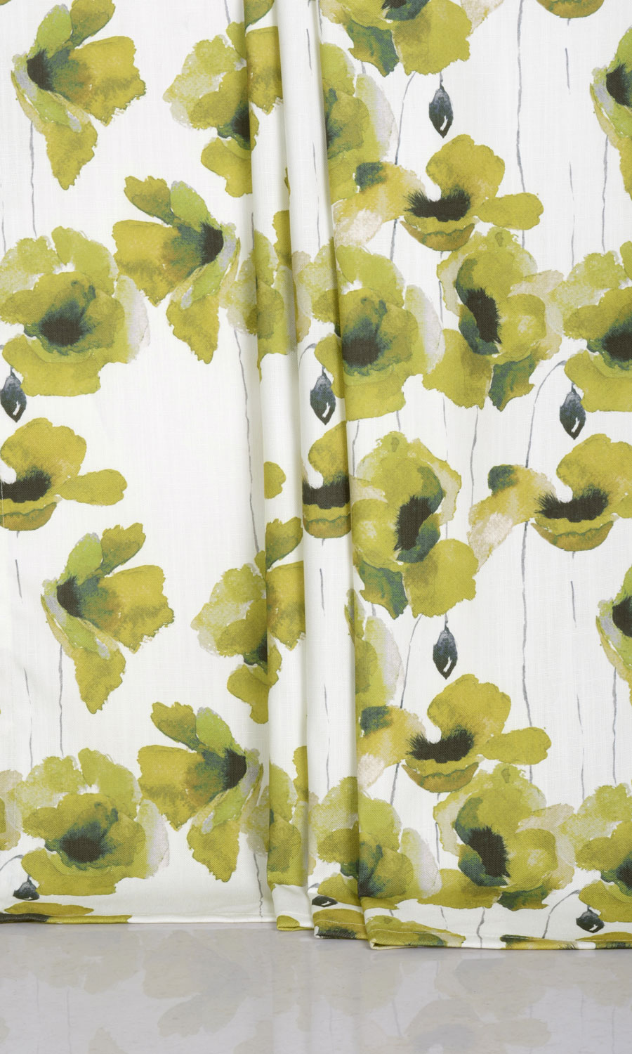 Water Lilies Floral Window Treatments Fabric Sample (Yellow/ Green)