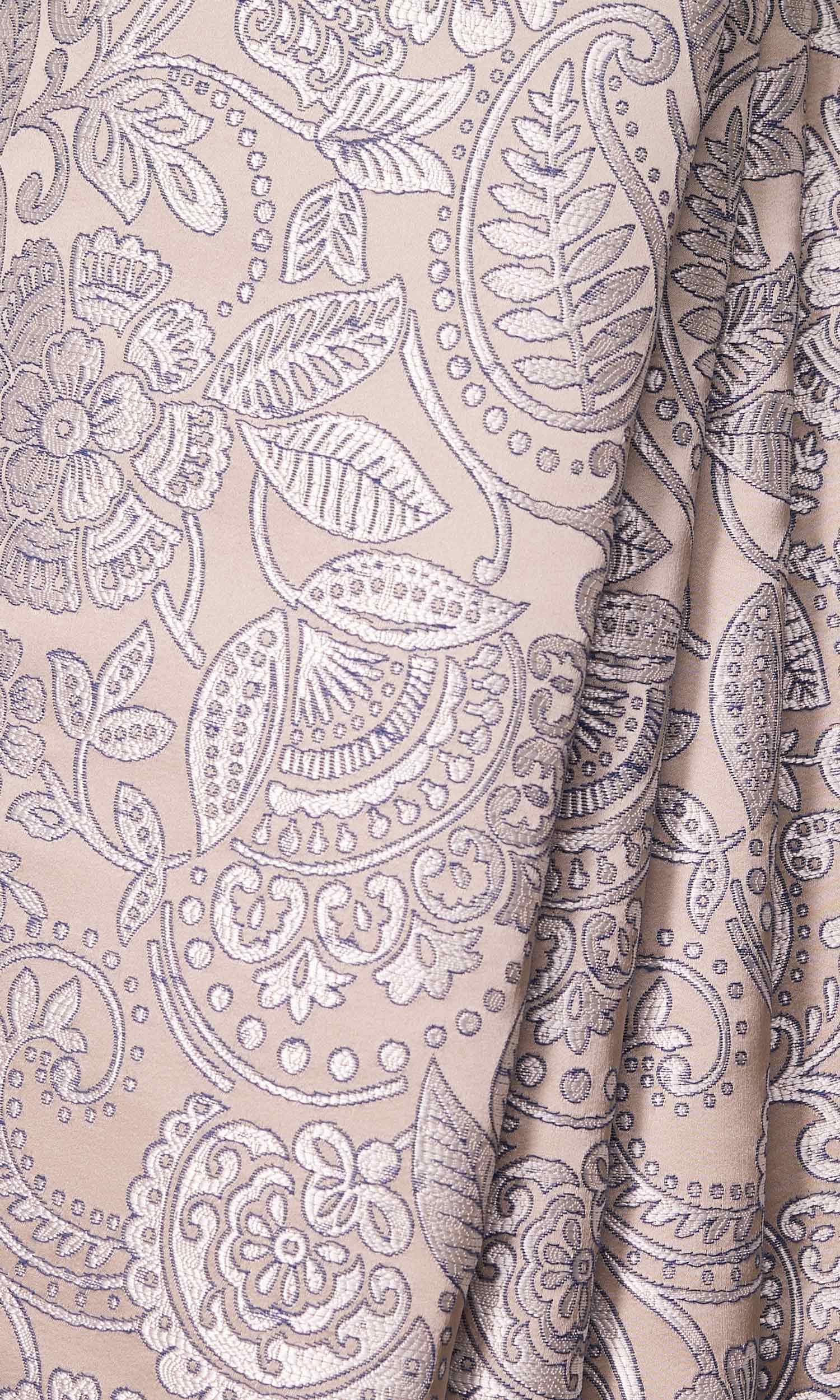 Floral Textured Home Décor Fabric By the Yard (Beige/ Blue)