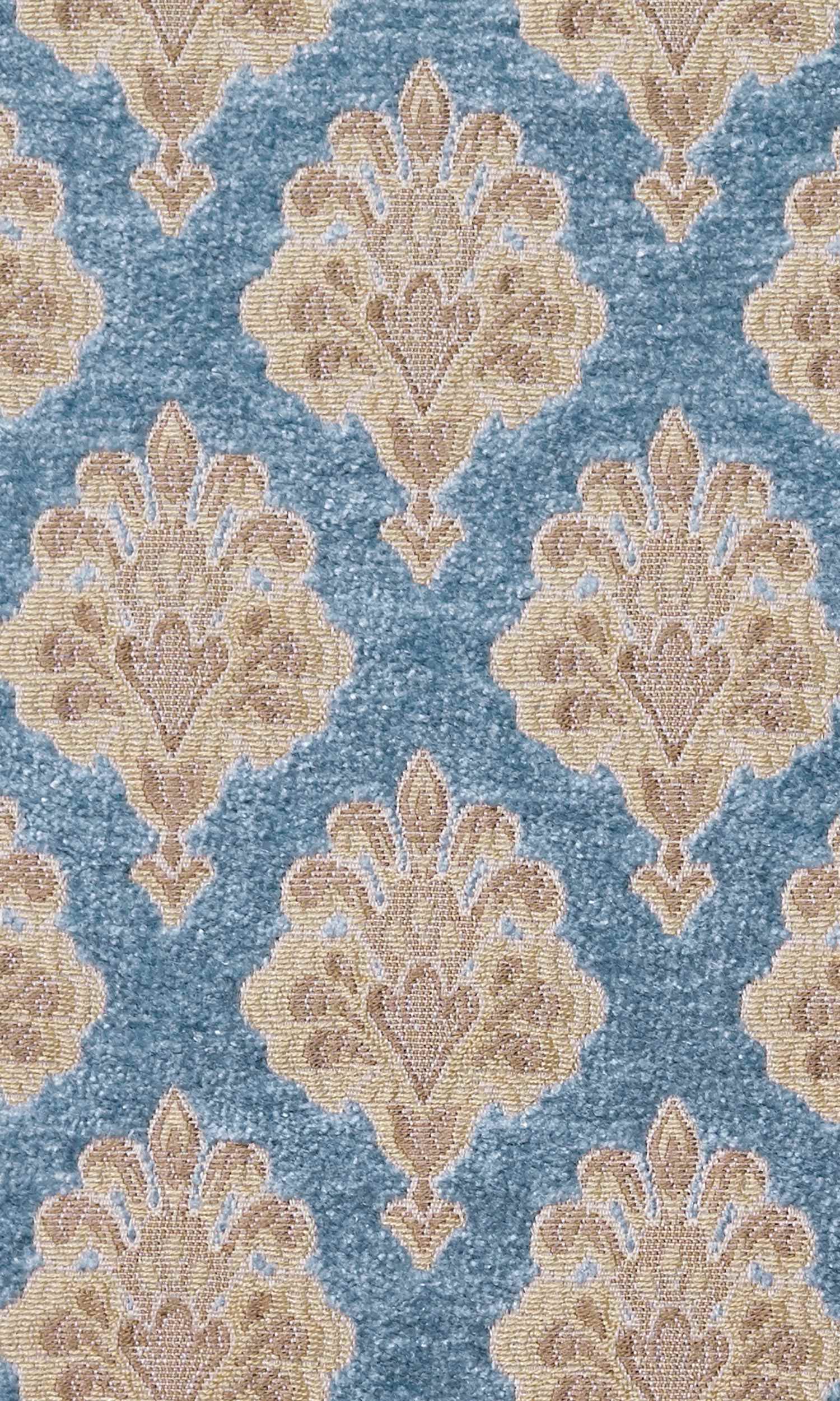 Floral Velvet Home Textile Fabric Material Sample (Beige/ Brown/ Blue)