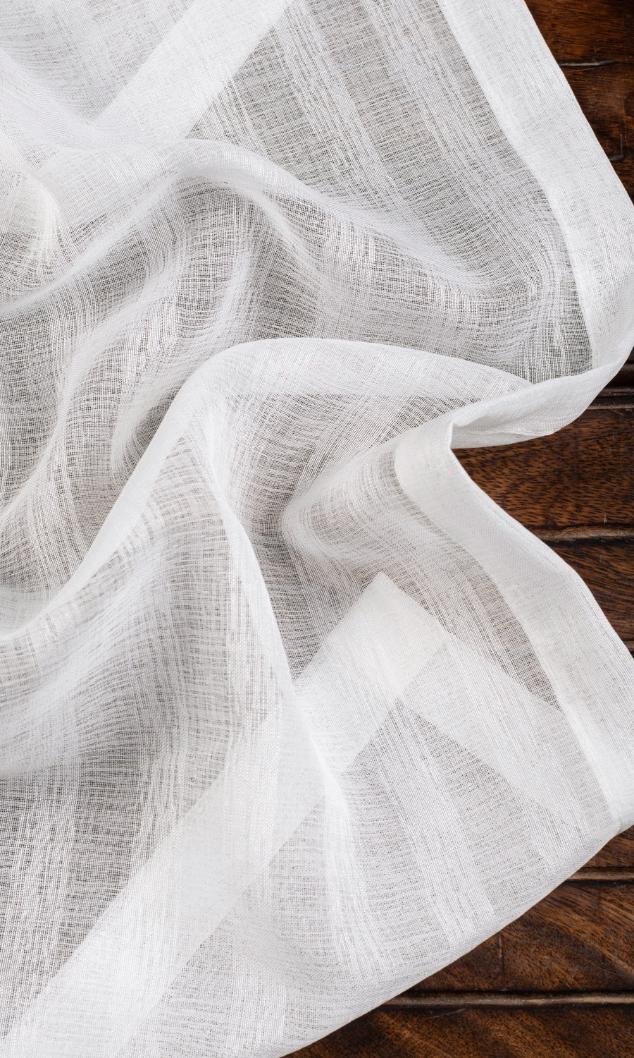 Striped Sheer Free Fabric Material Sample (White)