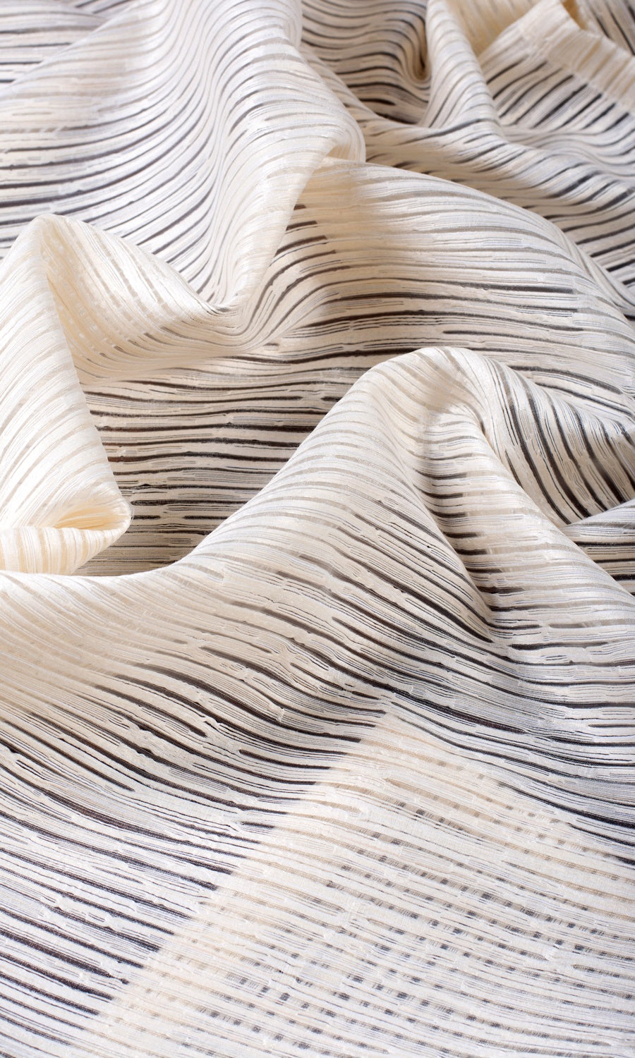 Striped Sheer Fabric Sample for Roman Blinds & Shades (Ivory/ Beige)