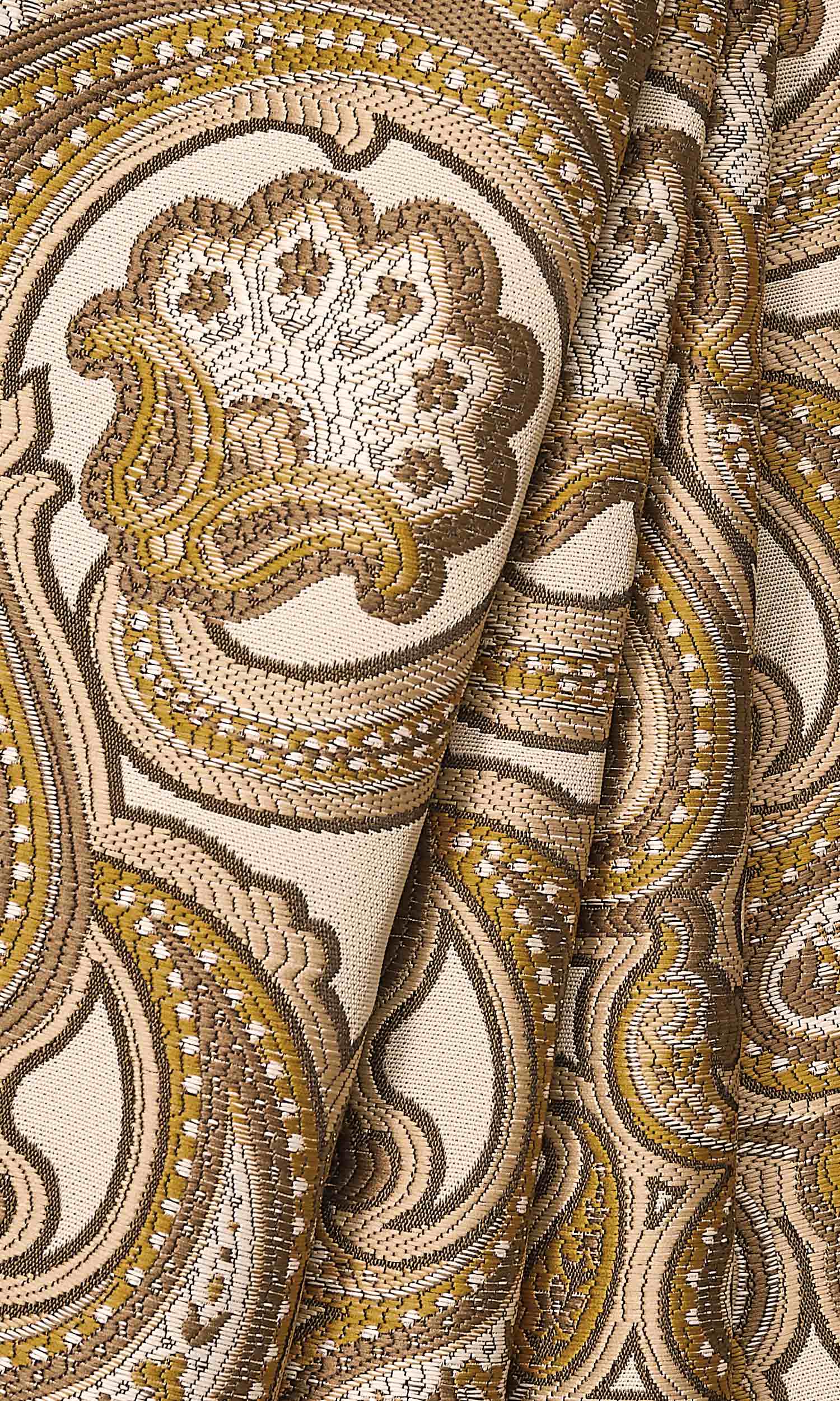 Paisley Window Treatments Fabric By the Yard (Beige/ Yellow/ Umber)