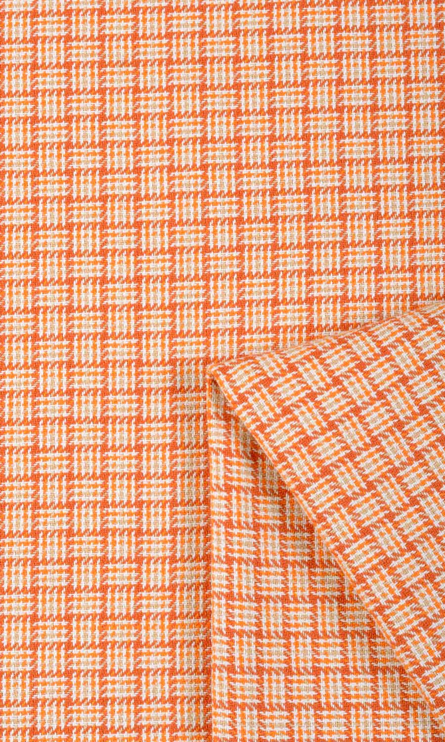 Basketweave Cotton Fabric By the Yard for Curtains & Drapes (Orange/ Candy Red)
