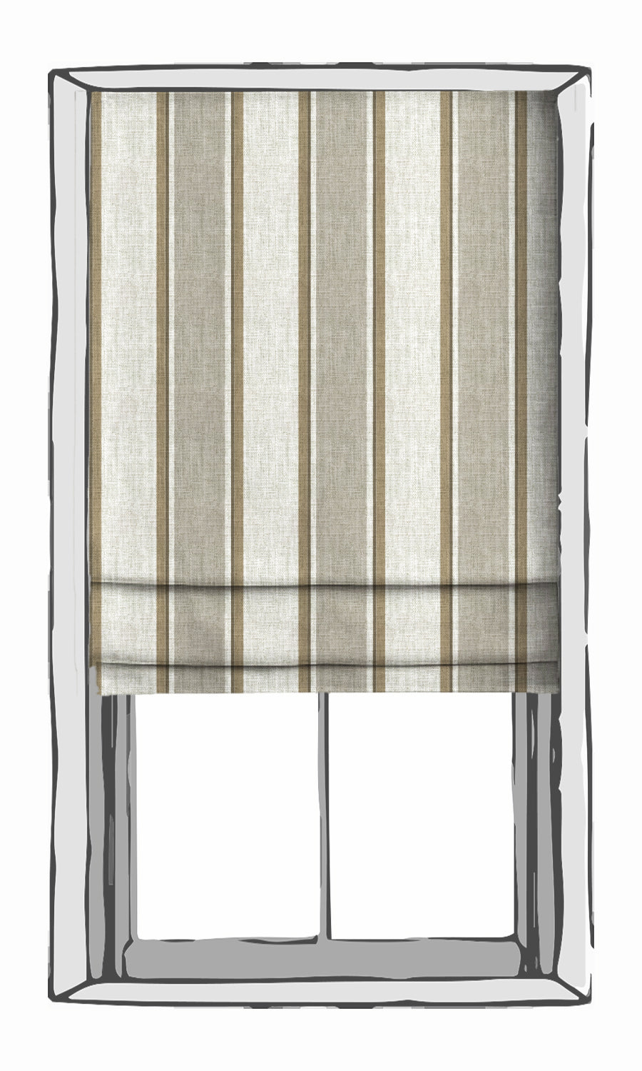 Striped Window Treatments Fabric Sample (White/ Brown/ Beige)