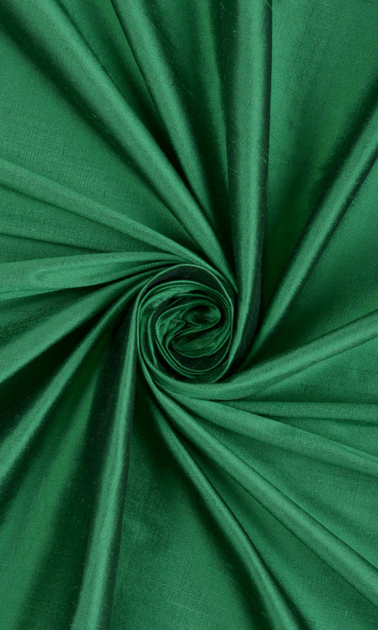 Shantung Silk Home Décor Fabric By the Yard (Emerald Green)