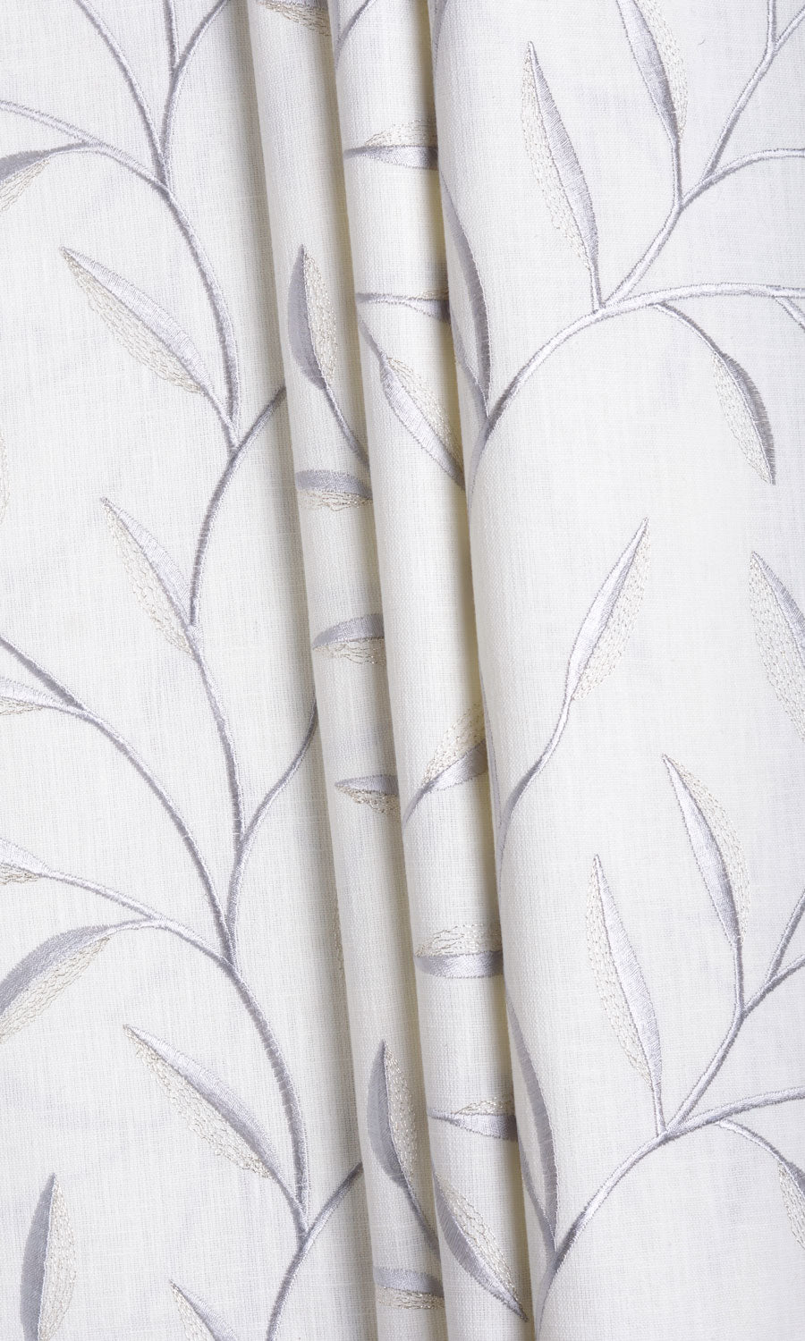 Floral Embroidery Fabric Sample for Roman Blinds & Shades (White/ Cream)
