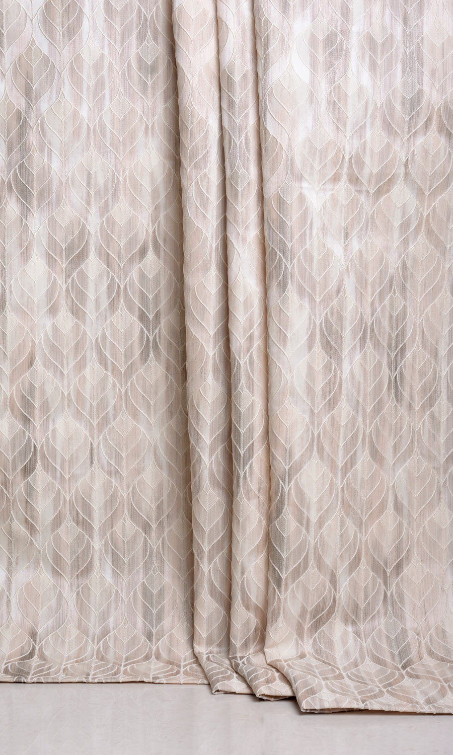 Petal Patterned Fabric Sample for Roman Blinds & Shades (Pale Grey/ Beige)
