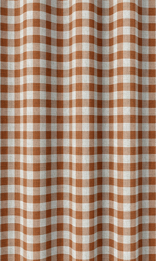 Checked Home Décor Fabric By the Yard (Burnt Orange/ White)