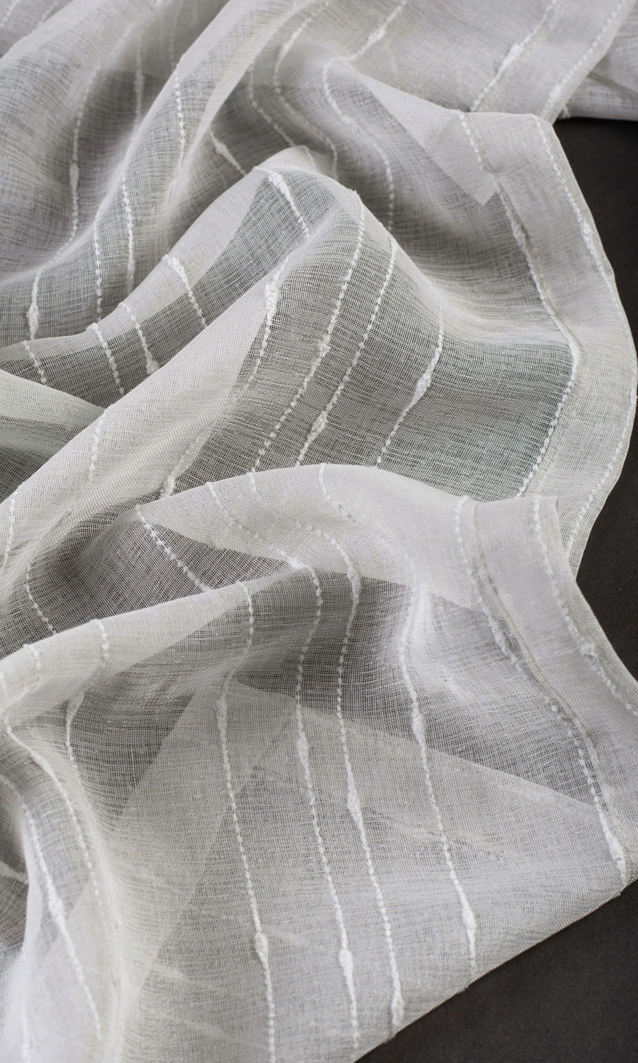 Striped Sheer Window Treatments Fabric By the Yard (Grey)