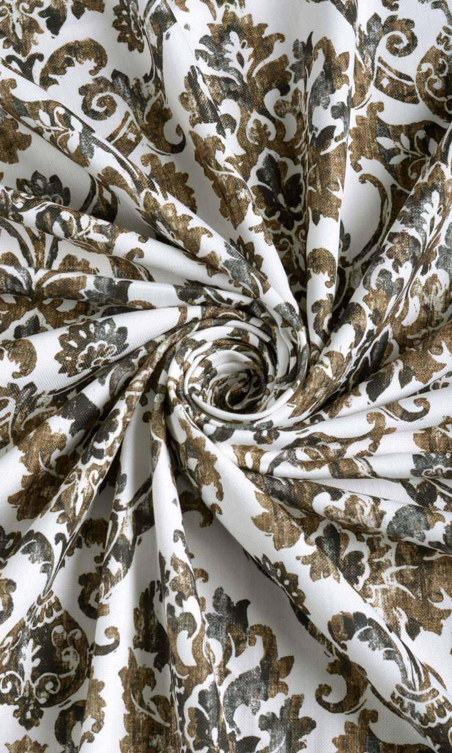 Damask Print Fabric By the Yard for Curtains & Drapes (Brown/ Grey)