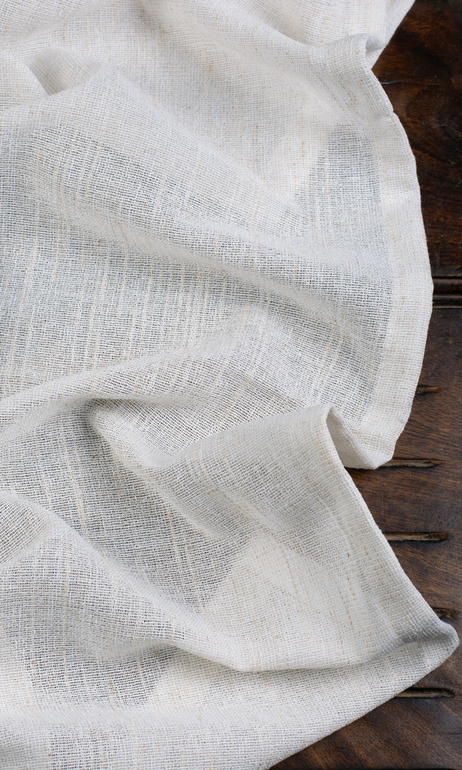 Poly-Linen Sheer Fabric Sample for Roman Blinds & Shades (Ivory)