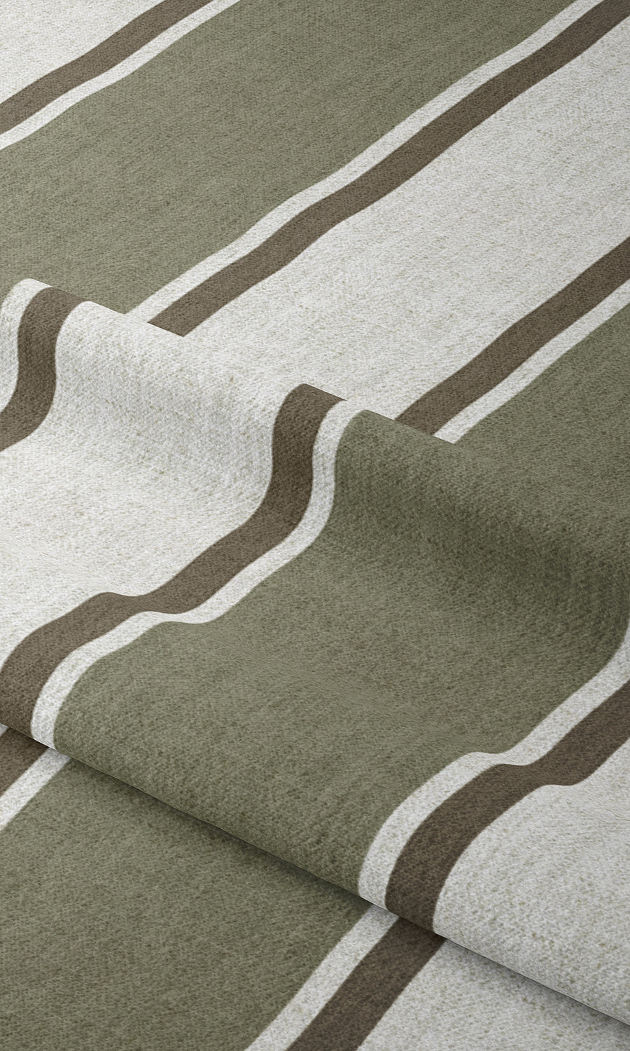 Striped Window Treatments Fabric By the Yard (Green/ Brown)