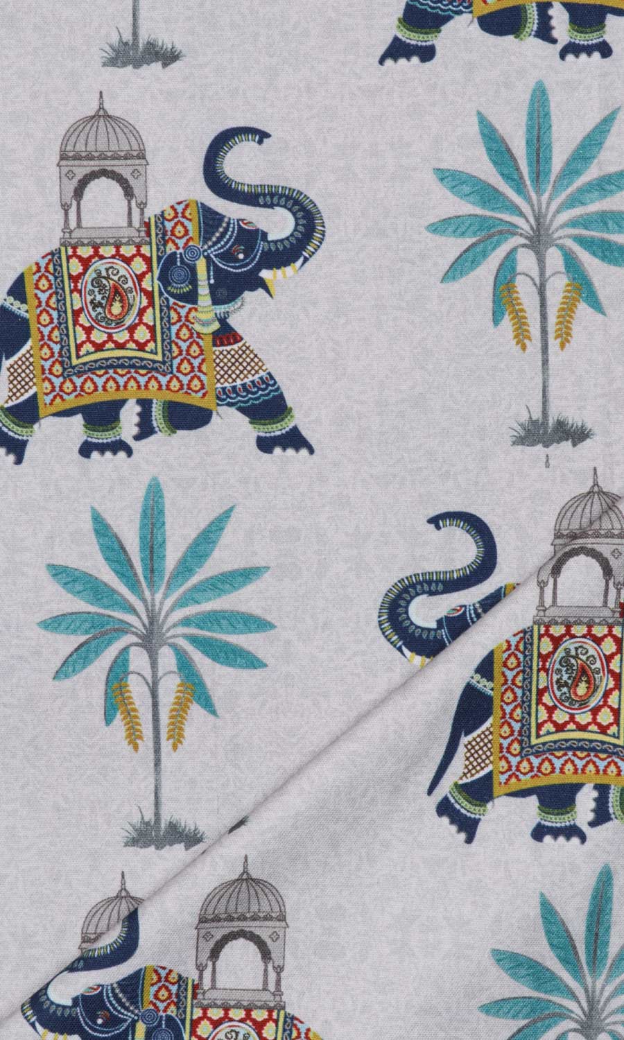 Printed Cotton Free Fabric Material Sample (Grey/ Blue)