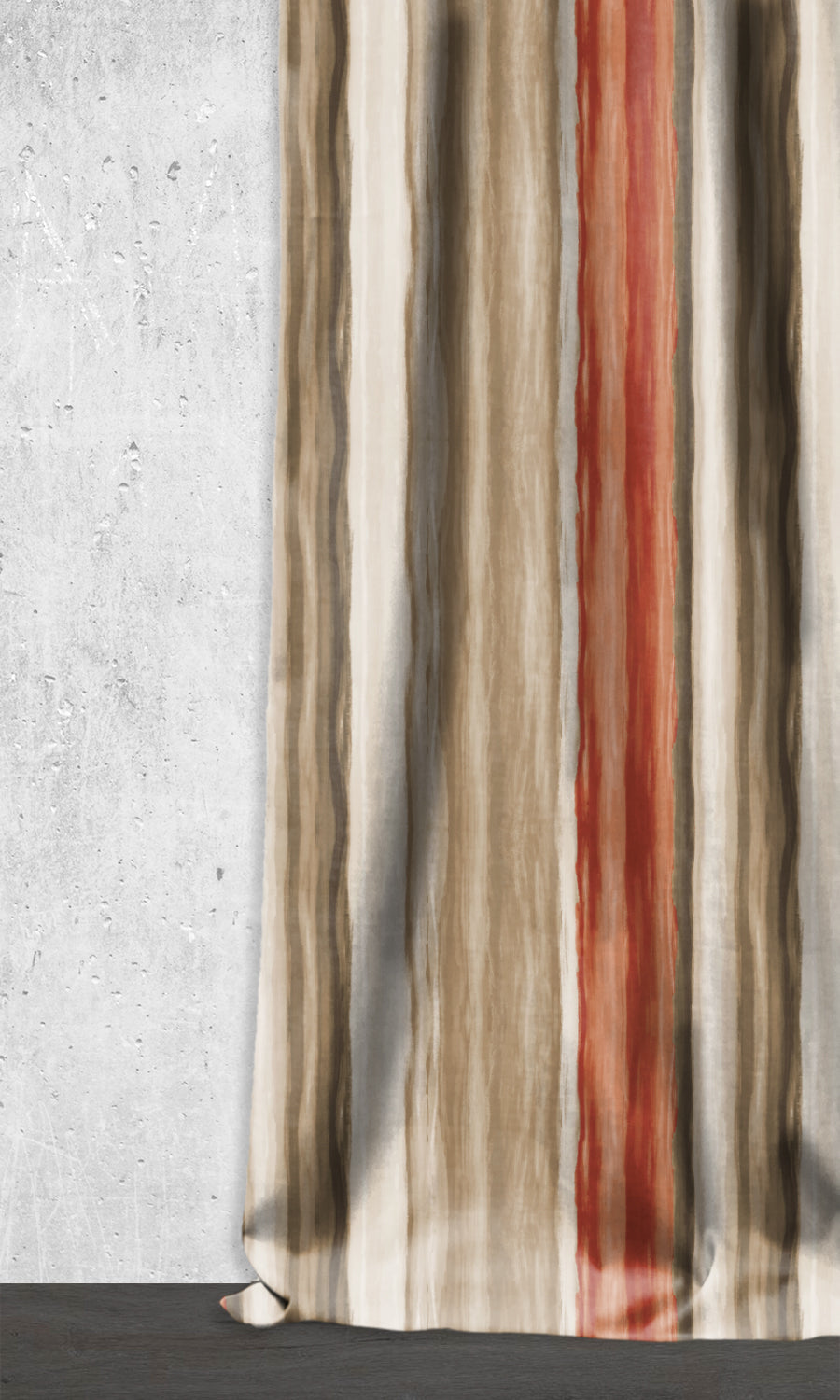 Room Darkening Striped Window Treatments Fabric By the Yard (Red/ Brown)