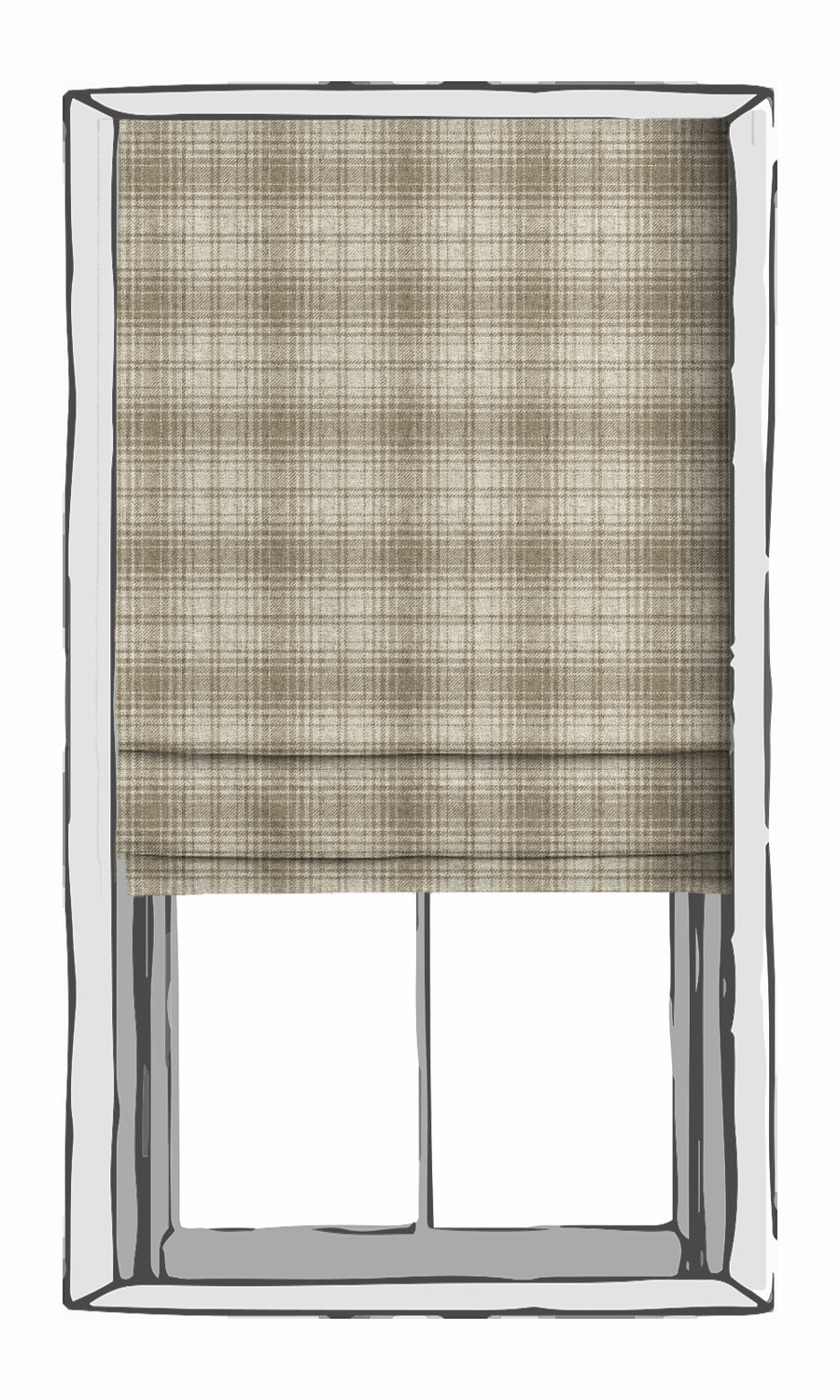 Plaid Patterned Window Treatments Fabric Sample (Beige/ White)