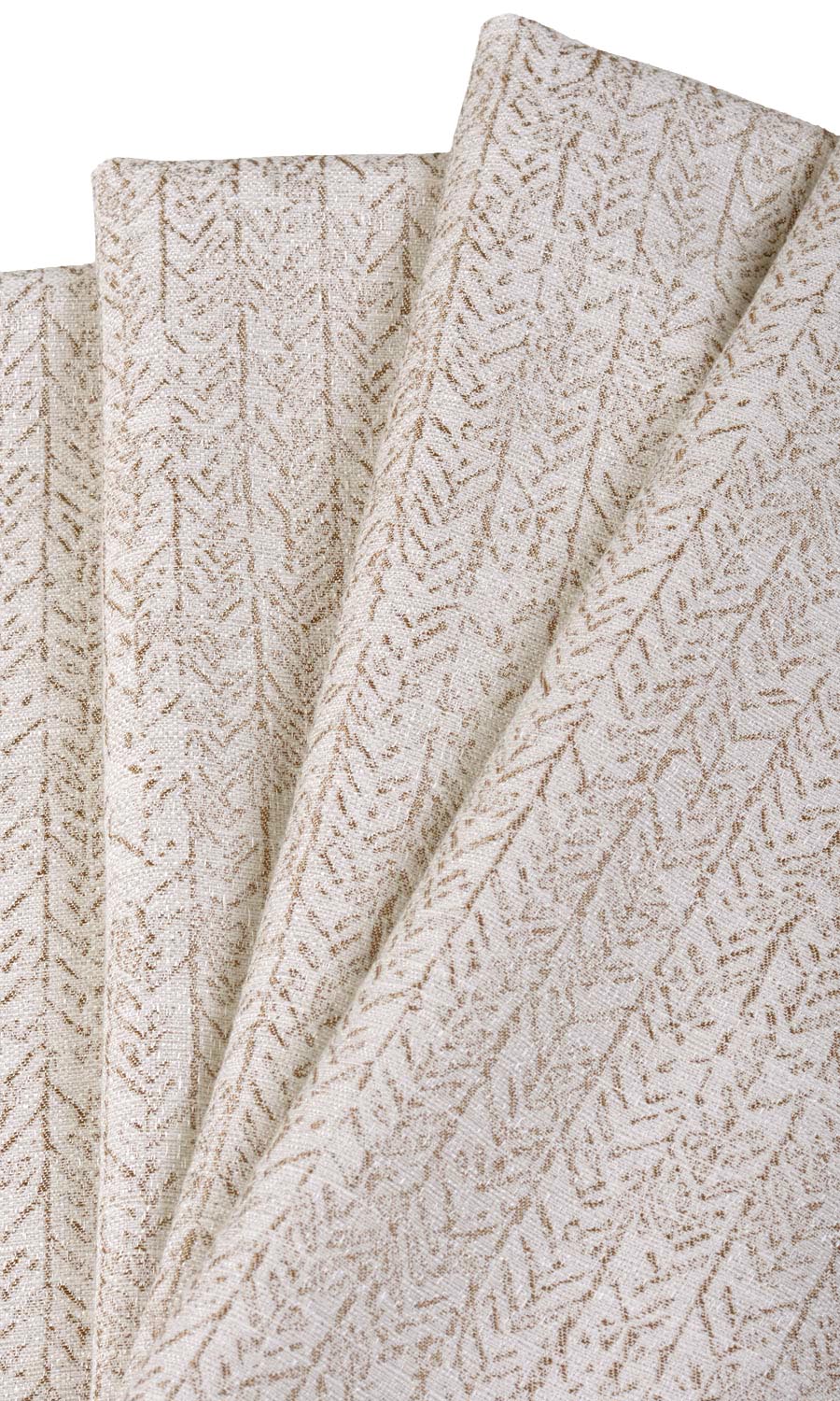 Herringbone Poly-Cotton Fabric Material By the Yard (Off White/ Brown)