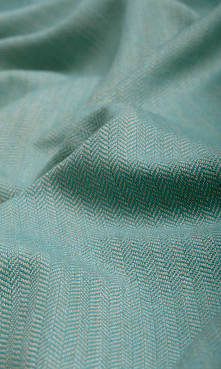 Herringbone Textured Window Treatments Fabric By the Yard (Turquoise Blue)