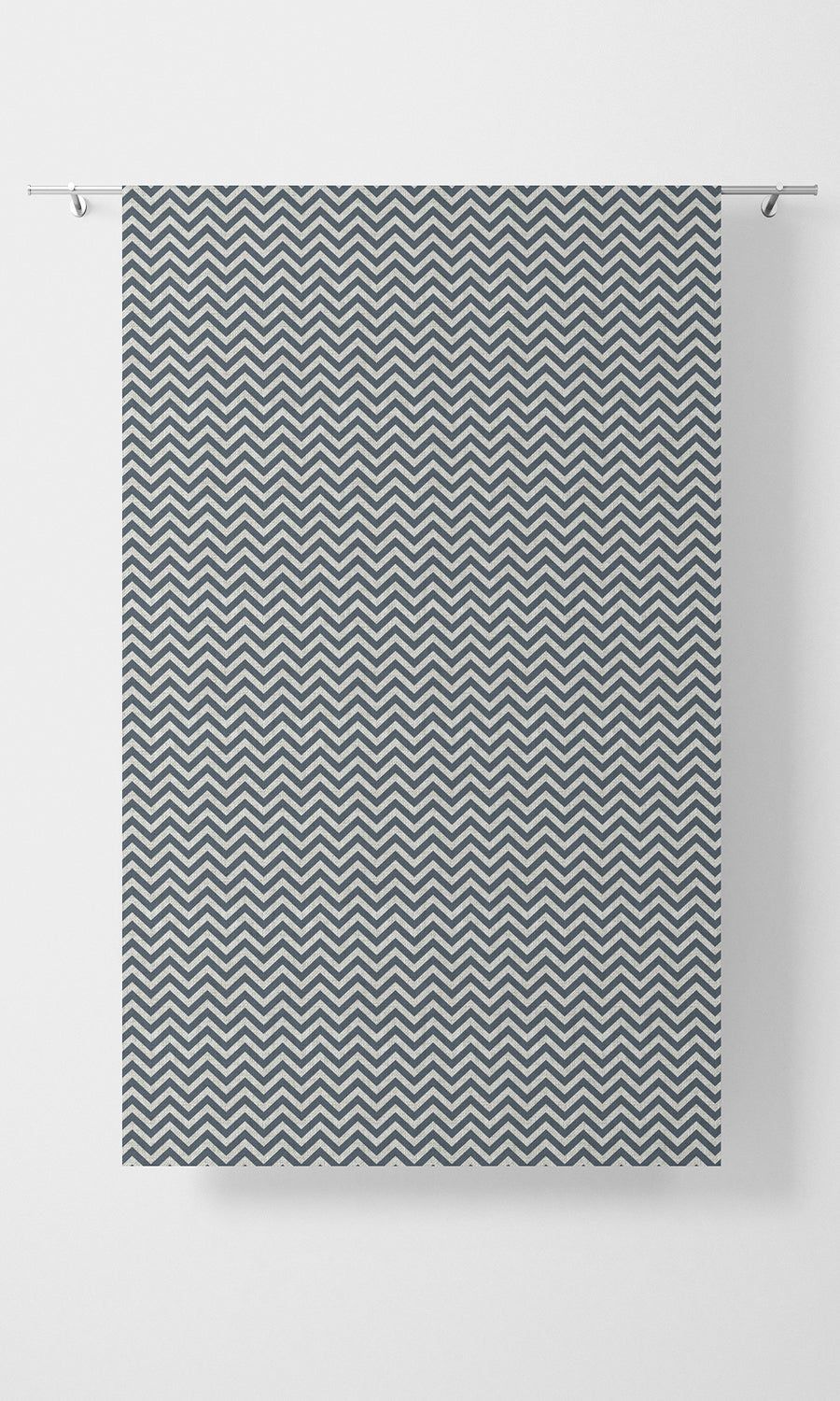 Chevron Print Home Textile Fabric Material By the Metre (Petrol Blue/ White)