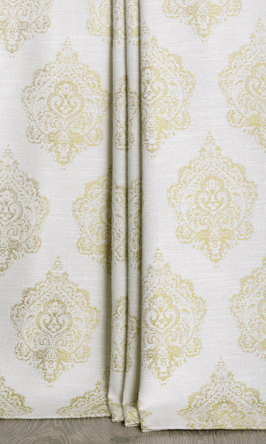 Patterned Home Décor Fabric By the Yard (Off White/ Green)