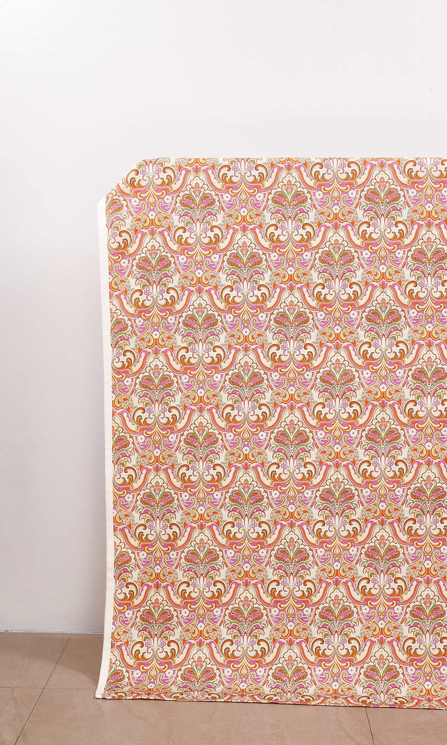 Fleur De Lis Print Home Décor Fabric By the Yard (Orange/ Purple)