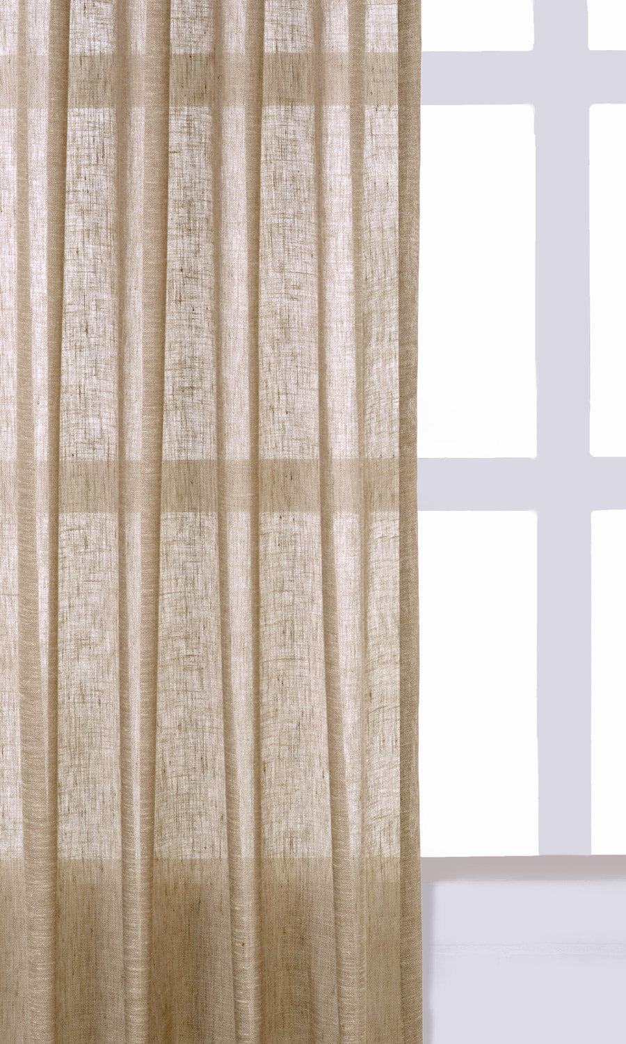 Linen Sheer Fabric By the Yard for Curtains & Drapes (Beige/ Brown/ Umber)