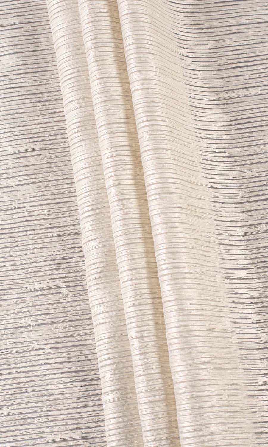 Striped Sheer Home Textile Fabric Material Sample (Pale Beige/ Ivory)