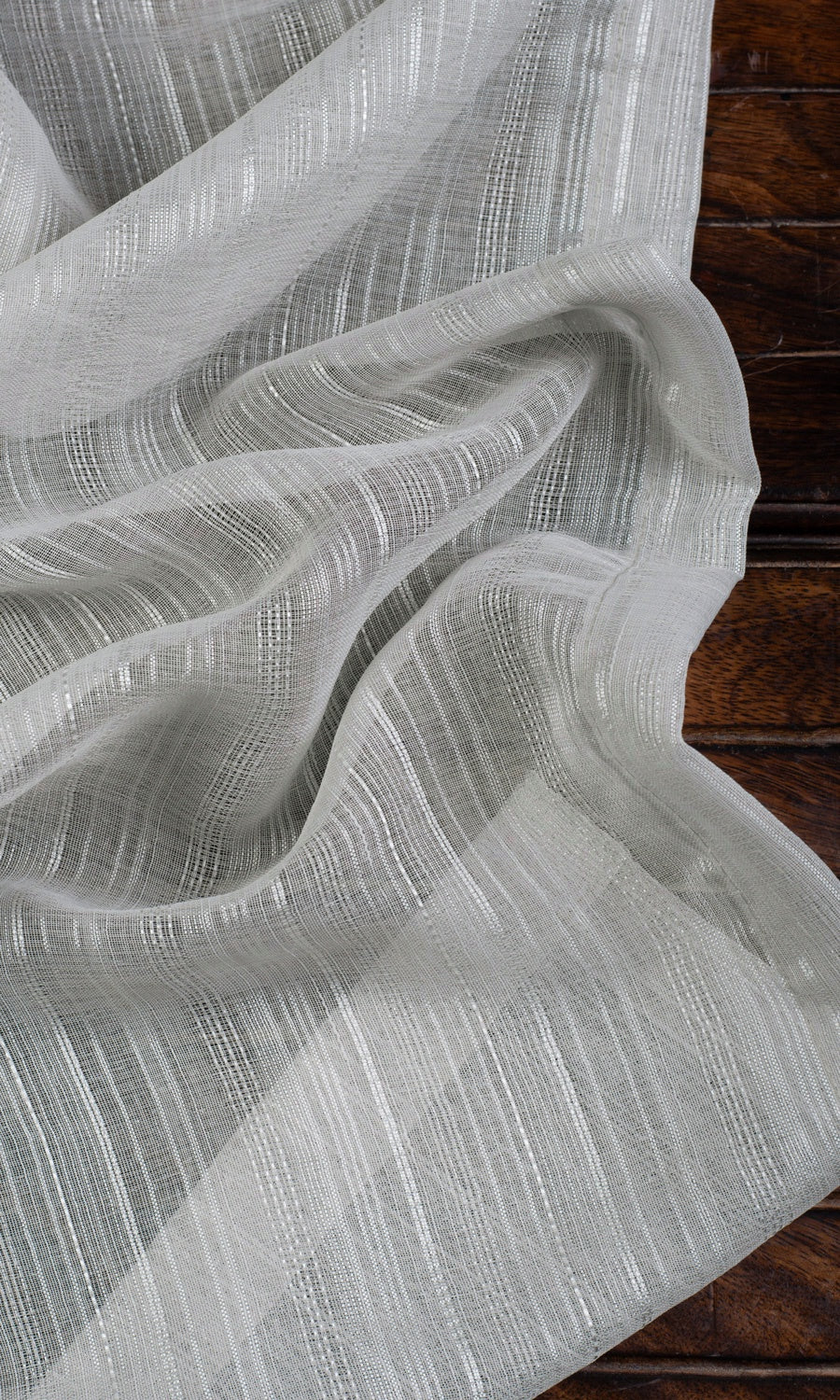 Woven Striped Sheer Fabric Material By the Yard (Grey)