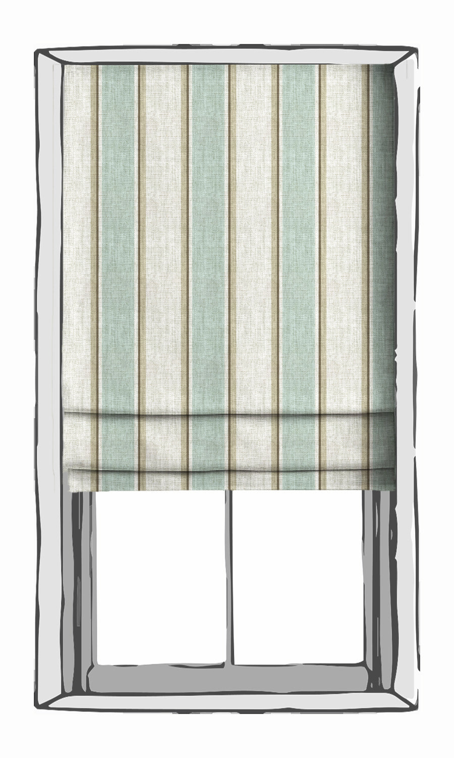 Modern Striped Window Treatments Fabric By the Yard (Duck Egg Blue/ White)