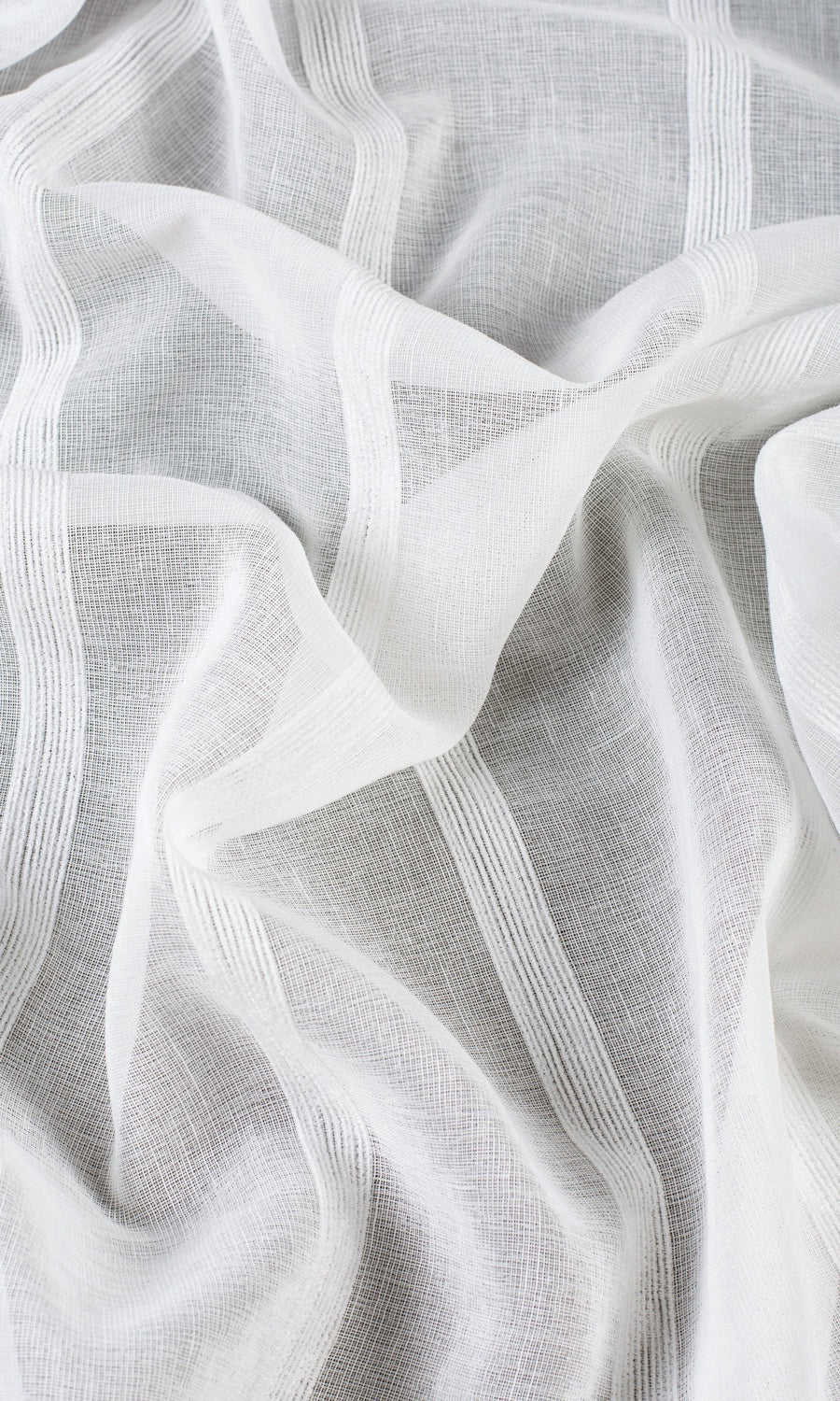 Striped Sheer Fabric Sample for Roman Blinds & Shades (White)