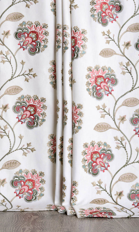 Floral Embroidery Blinds (White/ Red/ Pink)