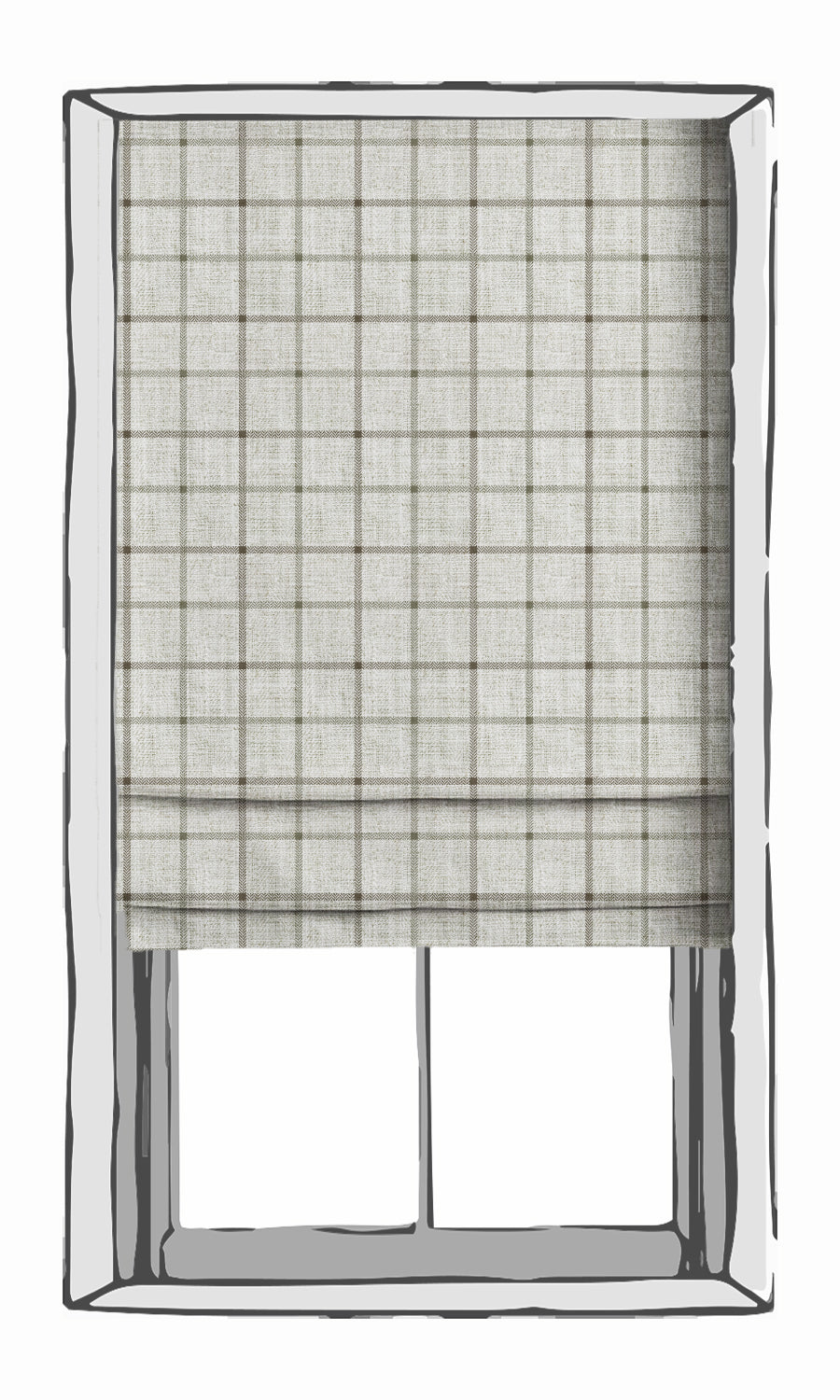 Modern Check Patterned Fabric Material By the Yard (Linen White)