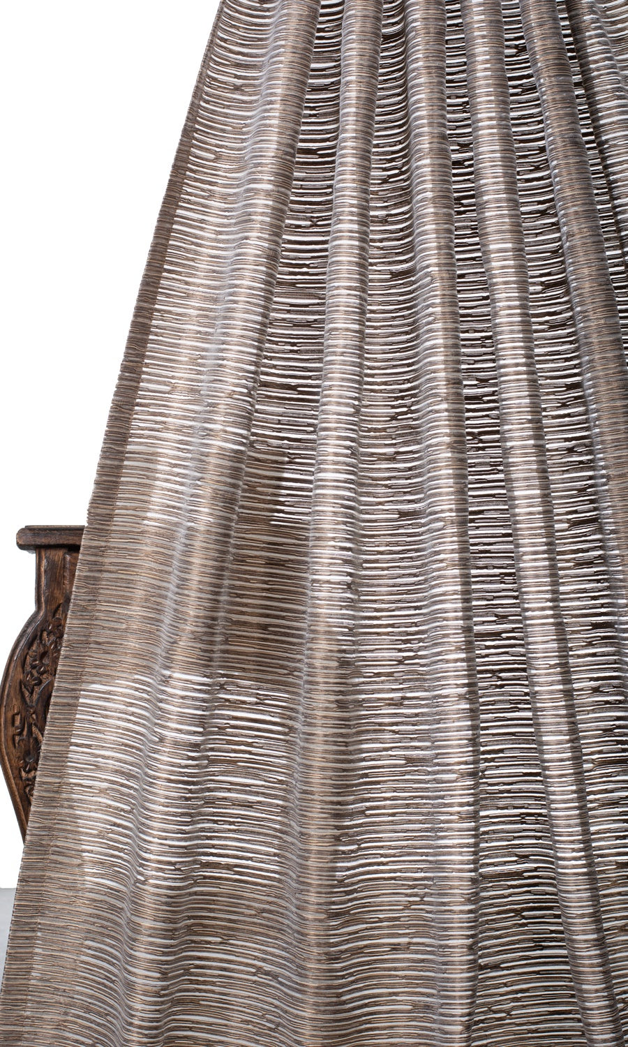 Striped Sheer Window Treatments Fabric By the Yard (Mocha Brown)